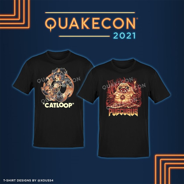 Дизайн футболок, выпущенных в честь QuakeCon 2021